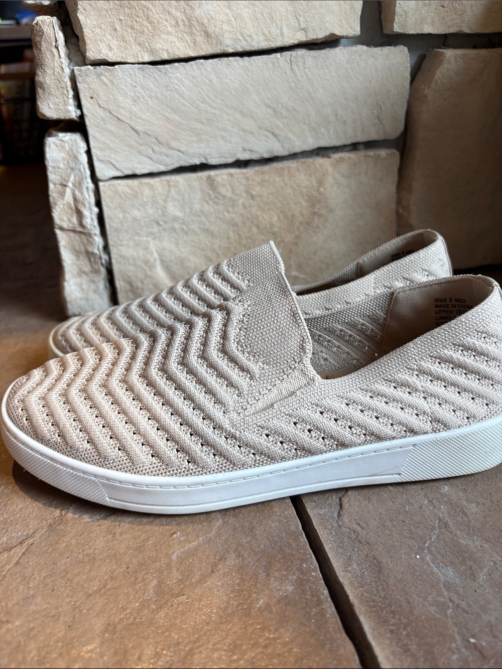 Sonoma Beige Knit Slip-On Sneakers